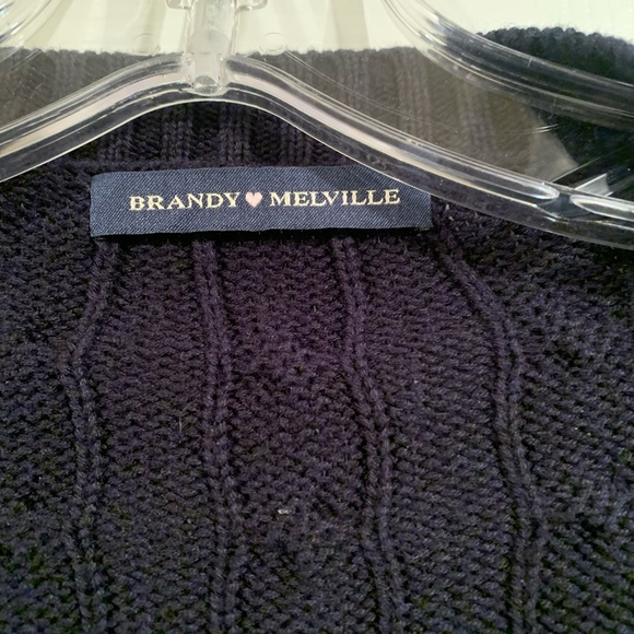 Brandy Melville Navy Cotton Cable Knit Cardigan Oversized Fit - Picture 2 of 4